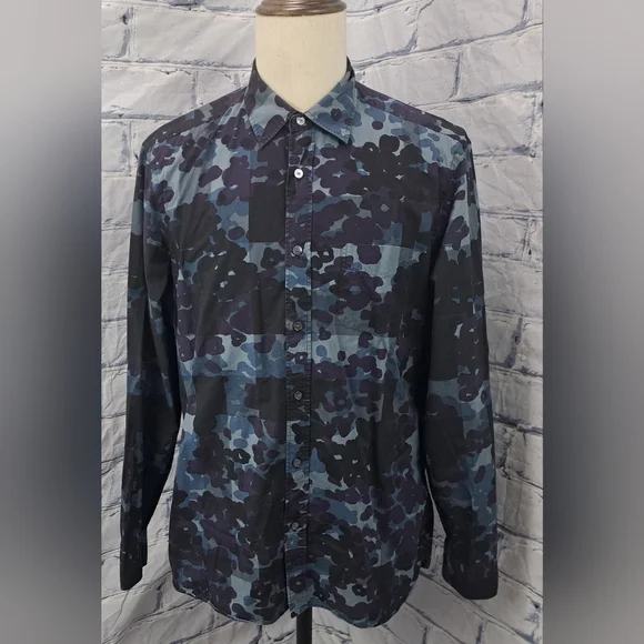 Burberry Men's Alden Multi Camo Button Down Trim Fit Sport Shirt Camo $425 XL - Picture 3 of 13